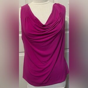 Calvin Klein Fuchsia sleeveless Drape Neck Blouse X-Large